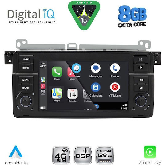 Digital IQ Car Audio System for BMW Series 3 / E46 1998-2005 Bluetooth USB WiFi GPS Apple CarPlay Android Auto with 7" Touch Screen