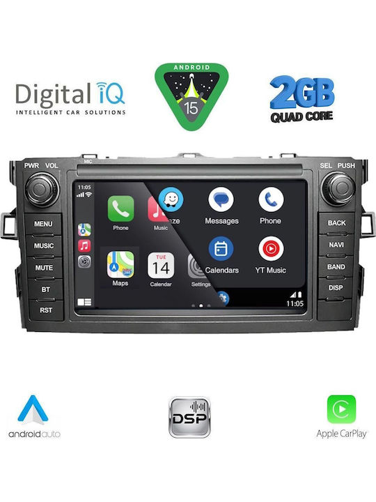 Digital IQ Car Audio System for Toyota Auris 2007-2012 Bluetooth USB WiFi GPS Apple CarPlay Android Auto with 7" Touch Screen