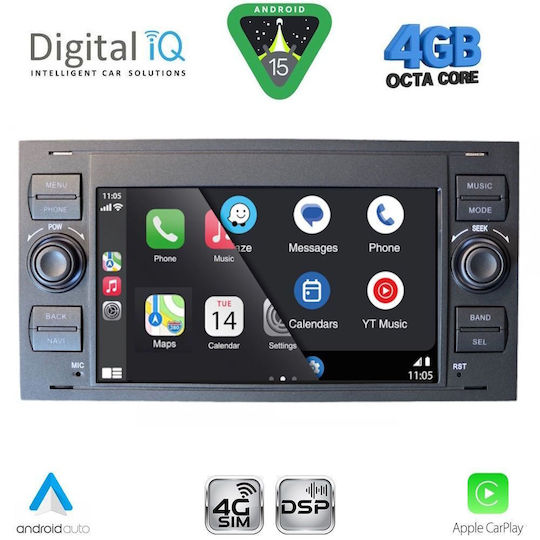 Digital IQ Car Audio System for Ford C-Max 2004-2008 Bluetooth USB Wi-Fi GPS Apple CarPlay Android Auto with 7 Inch Touch Screen DIGITAL IQ BLG 402B CPA