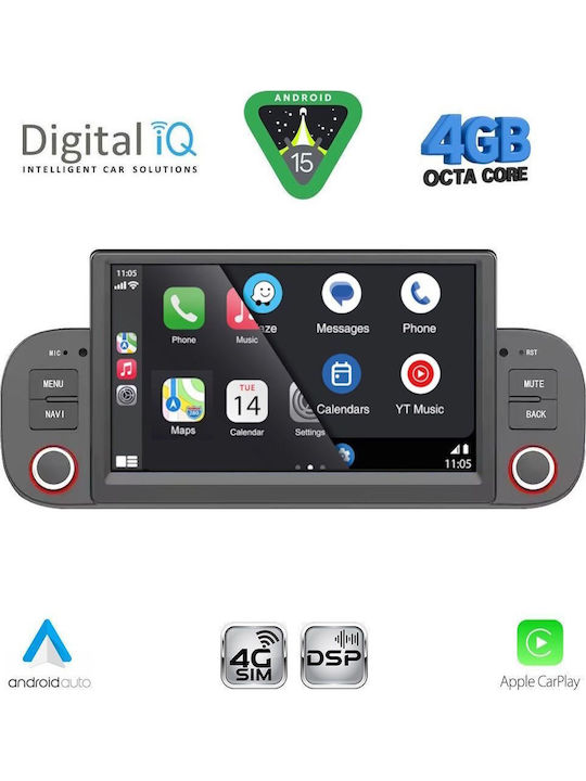 Digital IQ Car Audio System for Fiat Panda 2012-2021 (Bluetooth/USB/WiFi/GPS/Apple CarPlay/Android Auto) with 7" Touch Screen