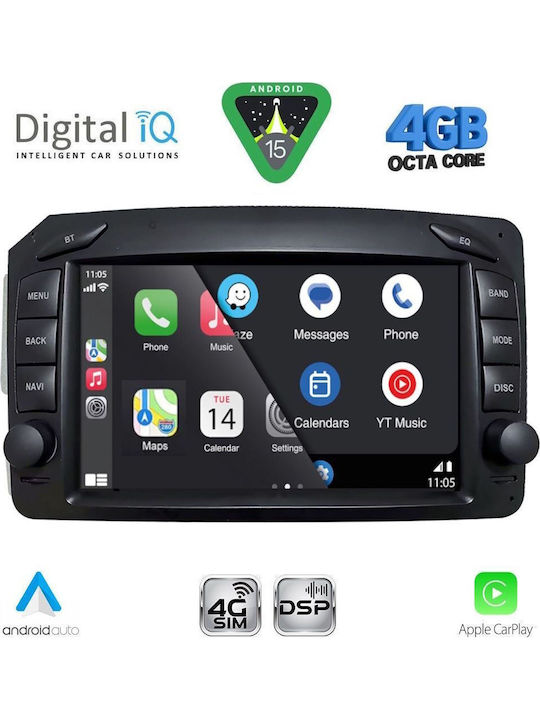 Digital IQ Автомобилна Аудио Система за Mercedes-Benz C Class / CLK Class 1999-2004 (Bluetooth/USB/Wi-Fi/GPS/Apple CarPlay/Android Auto) с Touch Screen 7"