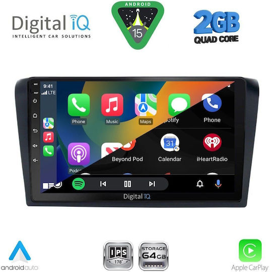 Digital IQ Car Audio System for Mazda 3 2003-2008 (Bluetooth/USB/WiFi/GPS/Apple-Carplay/Android-Auto) with Touch Screen 9"