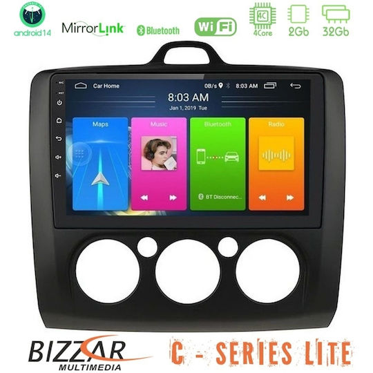 Bizzar Ηχοσύστημα Αυτοκινήτου για Ford Focus 2005 – 2011 με A/C (Bluetooth/USB/AUX/WiFi/GPS/Apple-Carplay/Android-Auto) με Οθόνη Αφής 9"