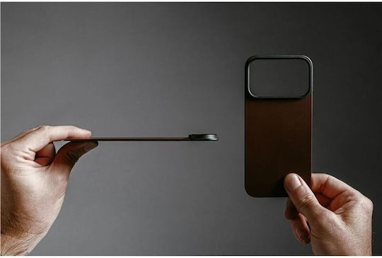 Nomad Magnetic Leather Back Skin for iPhone 17 Pro Horween Rustic Brown