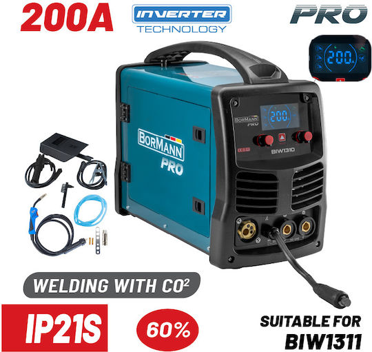 Bormann Pro BIW1310 Schweißmaschine Wechselrichter MIG / MMA mit maximalem Schweißstrom 200A und Einschaltdauer 60%