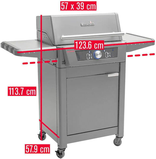 Char-Broil Evolve Cu picioare Grătar Electric Grătar 2400W cu Capac și Termostat Reglabil 57bucx39buccm