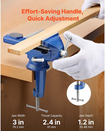 Vevor Rotating Cast Iron Vise With Maximum Opening 76mm