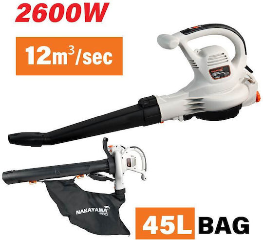 Nakayama EB3600 Blower / Vacuum Handheld Electric 2600W with Maximum Air Speed 288km/h