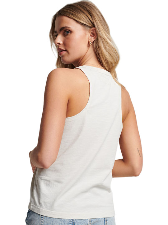 Vintage Logo Narrative Women's Summer Blouse Cotton Sleeveless White