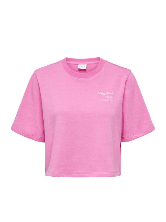 Women's Summer Crop Top Cotton Short Sleeve Fuchsia