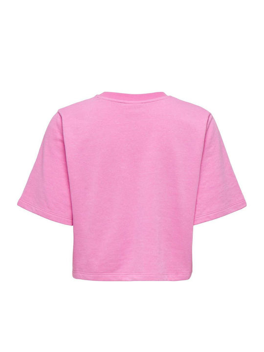 Women's Summer Crop Top Cotton Short Sleeve Fuchsia