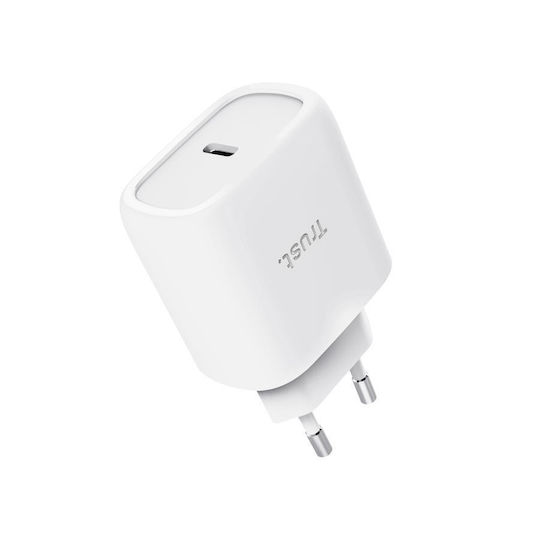 Trust GaN Wireless Charger with USB-C Port 45W Power Delivery White