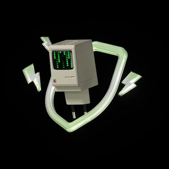 Sharge Φορτιστής Χωρίς Καλώδιο με 3 Θύρες USB-C Μπεζ (Retro 67)
