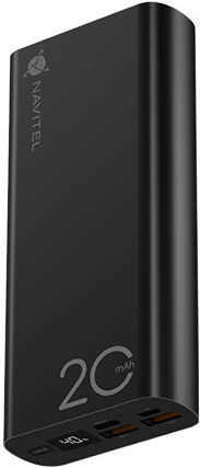 Navitel PWR20 AL Power Bank 20000mAh 22.5W cu 2 Porturi USB-A și Port USB-C Livrarea energiei / Quick Charge 3.0 Negru