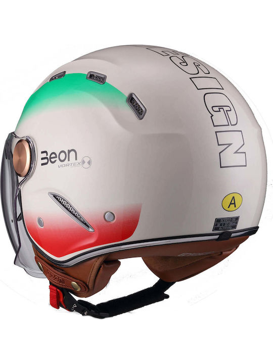 Beon B-122 Cream Italia Motorcycle Helmet Jet