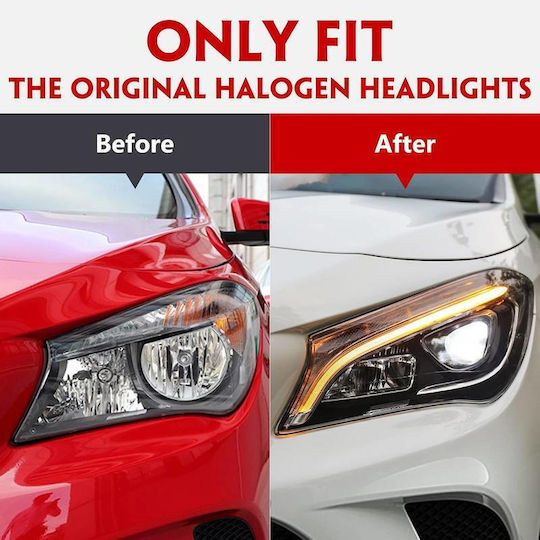 Set Front Lights Mercedes-Benz Cla W117 13-19 Look Facelift Black Full Led Drl 2 Pieces 0033359