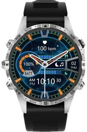 Aoke GT45 Smartwatch with Heart Rate Monitor (Black Case / Black Silicone Strap)