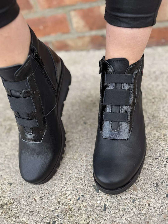 Ghete Dama de Piele cu Platformă Negre