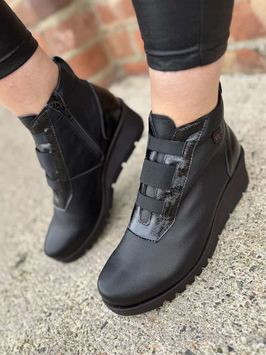 Ghete Dama de Piele cu Platformă Negre