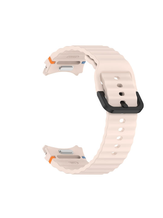 Samsung Galaxy Watch 6 40 44mm Wavy Grain Stitched Pink Buckle Silicone Watch Band