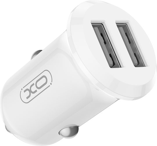 XO Φορτιστής Αυτοκινήτου 12W 2.4A με Θύρες: 2xUSB μαζί με Καλώδιο Type-C Λευκό Χρώμα