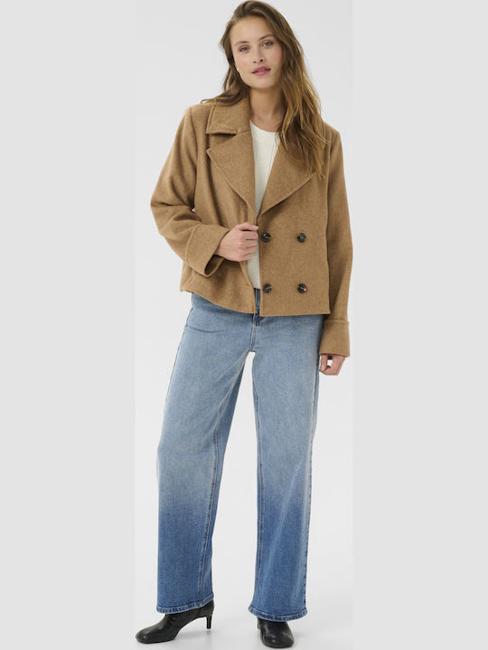 Women's Light Brown Peacoat