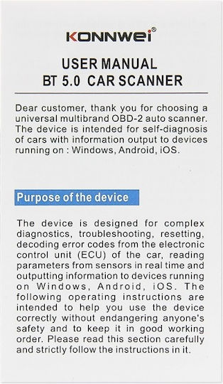 Konnwei KW901 Fahrzeugdiagnosewerkzeug Digital OBD 2 mit Bluetooth Kompatibel mit Android