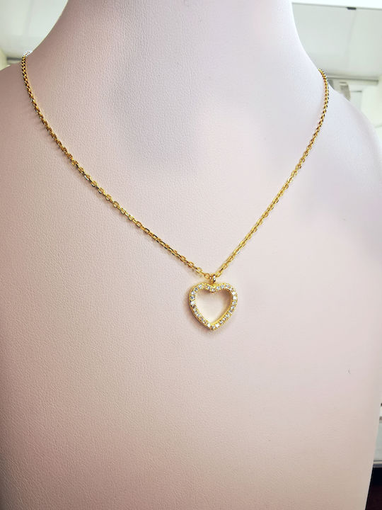 Aris Dentopoulos Jewellery Halskette mit Design Herz aus Vergoldet Silber mit Zirkon Aris Dentopoulos Jewellery Halskette mit Design Herz aus Vergoldet Silber mit Zirkon
