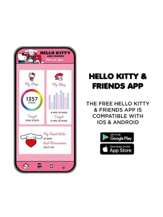 Hello Kitty Kinder-Digitaluhr mit Kautschuk/Plastikarmband Fuchsie