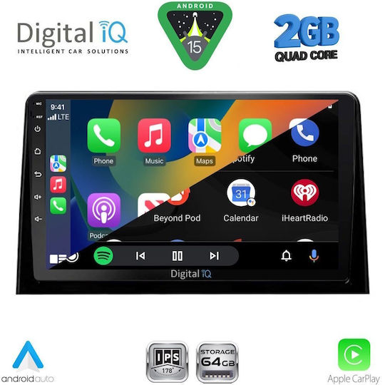 Digital IQ Ηχοσύστημα Αυτοκινήτου για Peugeot Partner Opel Combo Fiat Doblo Toyota Proace Citroen Berlingo 2016 (Bluetooth/USB/WiFi/GPS/Apple-Carplay/Android-Auto) με Οθόνη Αφής 10"