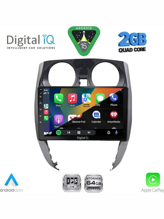 Digital IQ Car Audio System for Nissan Note 2012-2020 (Bluetooth/USB/WiFi/GPS/Apple-Carplay/Android-Auto) with Touch Screen 10"