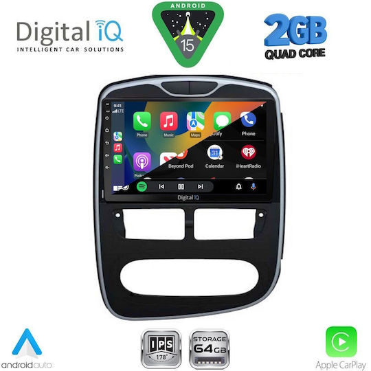 Digital IQ Car Audio System for Renault Clio 2012-2015 (Bluetooth/USB/WiFi/GPS/Apple-Carplay/Android-Auto) with Touch Screen 10"
