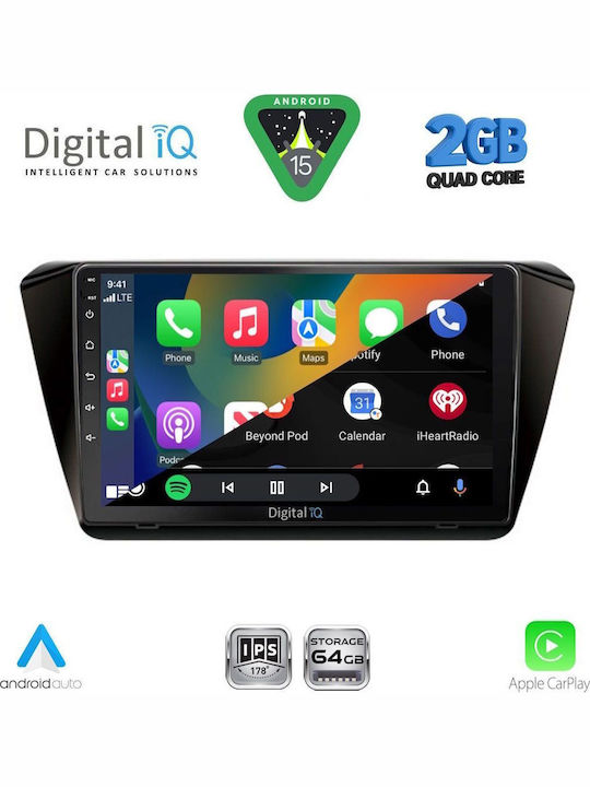 Digital IQ Car Audio System for Skoda Superb 2015 (Bluetooth/USB/WiFi/GPS/Apple-Carplay/Android-Auto) with Touch Screen 10"