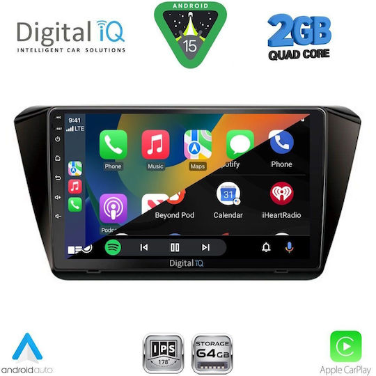 Digital IQ Car Audio System for Skoda Superb 2015 (Bluetooth/USB/WiFi/GPS/Apple-Carplay/Android-Auto) with Touch Screen 10"