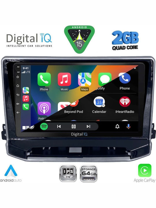 Digital IQ Auto-Audiosystem für Jeep Kompass 2022 (Bluetooth/USB/WiFi/GPS/Apple-Carplay/Android-Auto) mit Touchscreen 10"