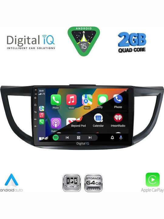 Digital IQ Auto-Audiosystem für Honda CR-V (Compact Recreational Vehicle) 2013-2017 (Bluetooth/USB/WiFi/GPS/Apple-Carplay/Android-Auto) mit Touchscreen 10"