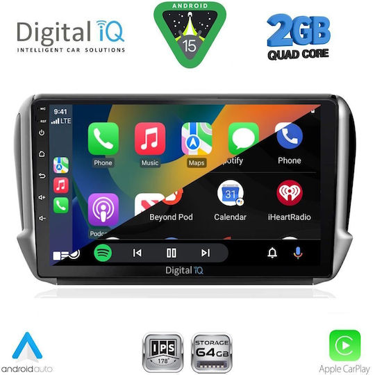 Digital IQ Ηχοσύστημα Αυτοκινήτου για Peugeot 2008 2012-2021 (Bluetooth/USB/WiFi/GPS/Apple-Carplay/Android-Auto) με Οθόνη Αφής 10"
