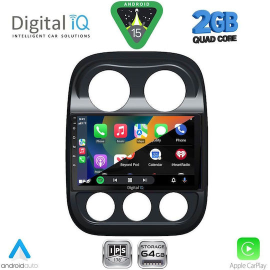 Digital IQ Car Audio System for Jeep Compass / Patriot 2007-2016 (Bluetooth/USB/WiFi/GPS/Apple-Carplay/Android-Auto) with Touch Screen 10"