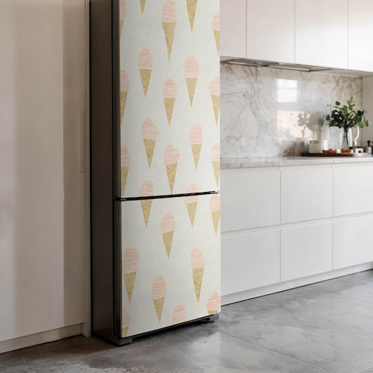 Magnetisches Kühlschrankcover Druck Illustration Eiscreme Waffel 60x190 cm