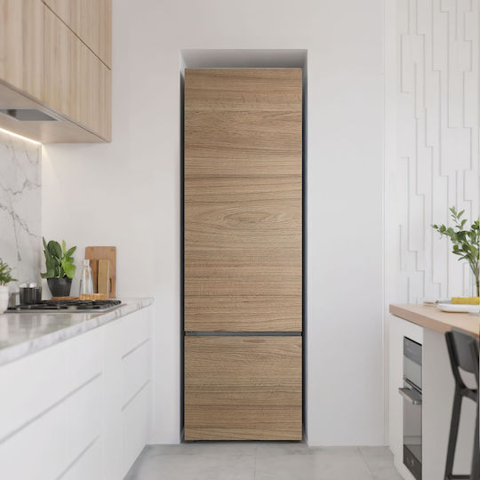 Protective Magnetic Refrigerator Cover Design Natural Wood Texture 60x190 Cm