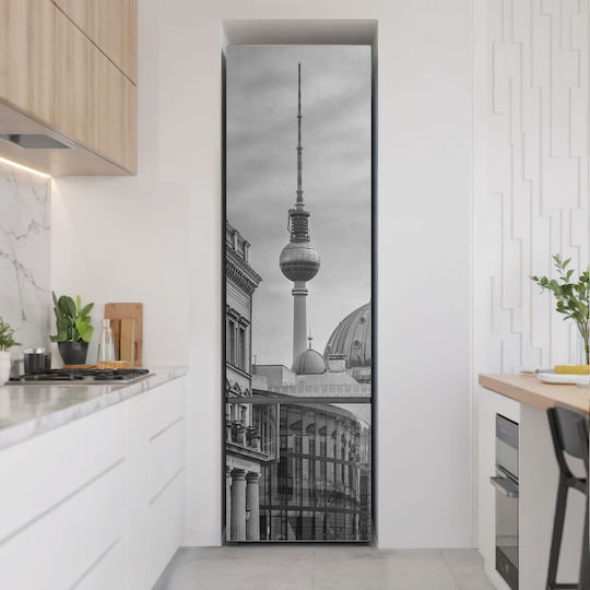 Magnetisches Kühlschrank Wandsticker & Wandgemälde Pyramide Fernsehturm in der Stadt 60x250 cm