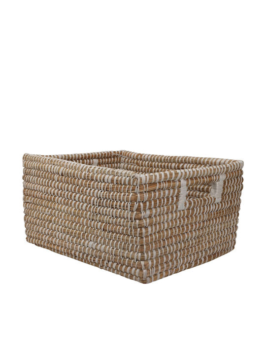 Set Decorative Baskets Wicker with Handles Brown 2 Pieces