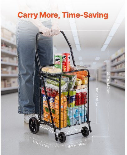 Shopping Trolley Black 95x15x48cm