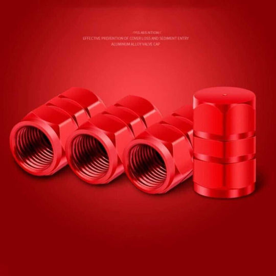 Set 4 Capace Hexagonale Mercaton Pentru Supape Auto Aluminiu 1,8 Cm Roșii Softtouch Perii Nailon Mâner Ergonomic