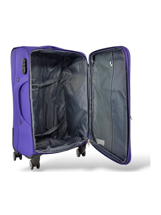 Jetbags Rz8024 Комплект Текстилни Куфари За Пътуване 3 Броя 4 Колела и Заключване Лилави