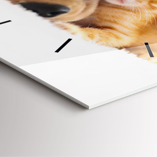 Tulup Αθόρυβο Ρολόι Τοίχου Γυάλινο Κίτρινο 60x60cm