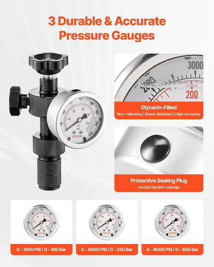 Nitrogen Hydraulic Accumulator Charging Kit Vevor All In One Nitrogen Filling Kit Pressure Testing System 3 Gauges 100 250 400 Bar 6 Adapters Connectors 1 Flexible Gas Hose 1 Valve 1 Cga580 Adapter