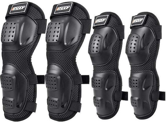 Set Protecție Genunchi Coturi Motocicletă Durabil Abs Ușor Confortabil Reglabil Motocicletă Scuter Atv Enduro Bicicletă Fixato Negru