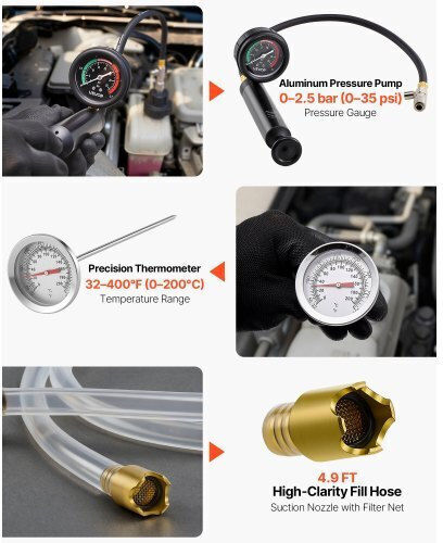 Coolant Pressure Test Set 47 Pieces Vacuum Radiator Refill Set 3 Metal Adapters Universal Application Car Cooling System Pressure Test Tool Pressure Pump & Plastic-Aluminum Filler