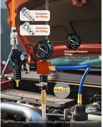 Coolant Pressure Test Set 47 Pieces Vacuum Radiator Refill Set 3 Metal Adapters Universal Application Car Cooling System Pressure Test Tool Pressure Pump & Plastic-Aluminum Filler